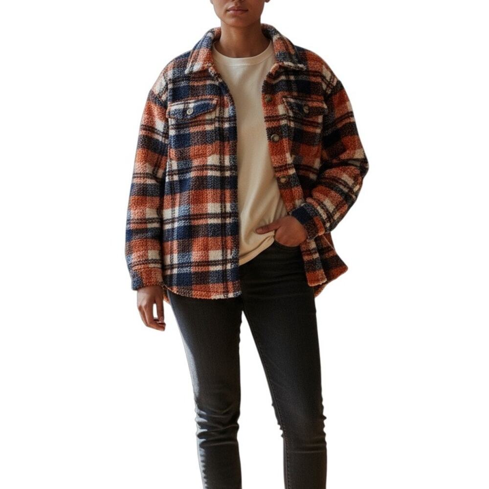 Nasty Gal Check Out The Facts Oversized Plaid Shacket Lined Boyfriend Jacket 6